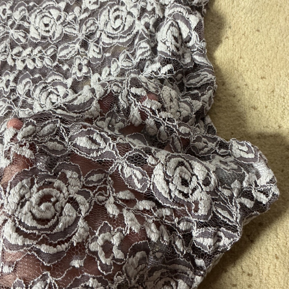 Maurices Floral Lace Sheer Top Womens S Purple Gray Long Sleeve Layering - Picture 4 of 7